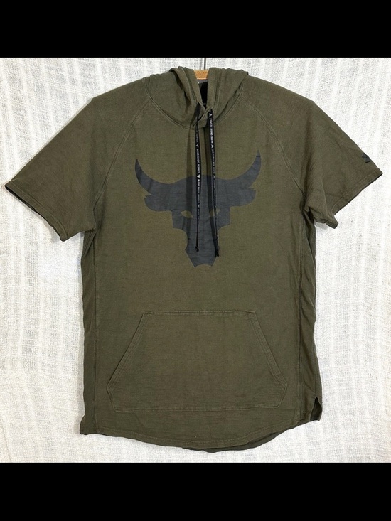 Under Armour Other - Under Armour Project Rock Men's Large Charged Cotton Green S/S Hoodie T-Shirt